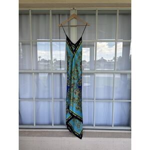 Rubber Ducky Productions Glossy Bohemian Maxi Hankerchief Dress M BOHO Festival